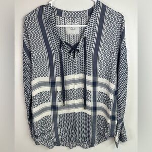 Rails Lily Sapphire Jacquard Lace Up BoHo Rayon Tunic Top Women’s size small